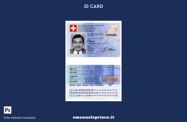 modello di documento d'identità svizzero in stile verificato